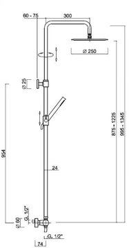 EGO - F8225WC-S-25X - Thermostatic shower set with hand shower with overhead shower by Rubinetteria Giulini - view 3